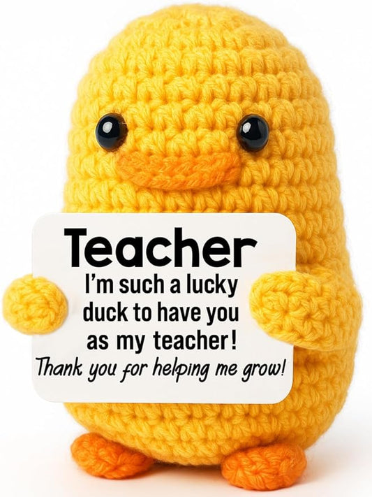 MBL Teacher Appreciation Gifts for Women - Thank You for Helping Me Grow, Handmade Crochet Duck Christmas Stocking Stuffers Xmas for Women Teachers Day, End of Year, Last Day of School