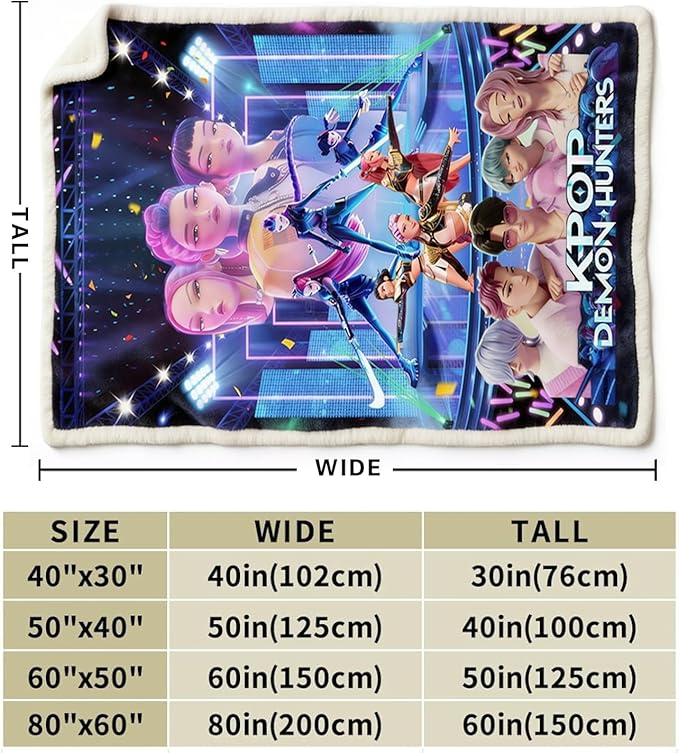 COMOR Demon Movie Hunters Blanket for Kids Fans-Demon Movie Hunters Blankets for All Seasons Throw Bedding Sofa and Travel Reserve Air Conditioning