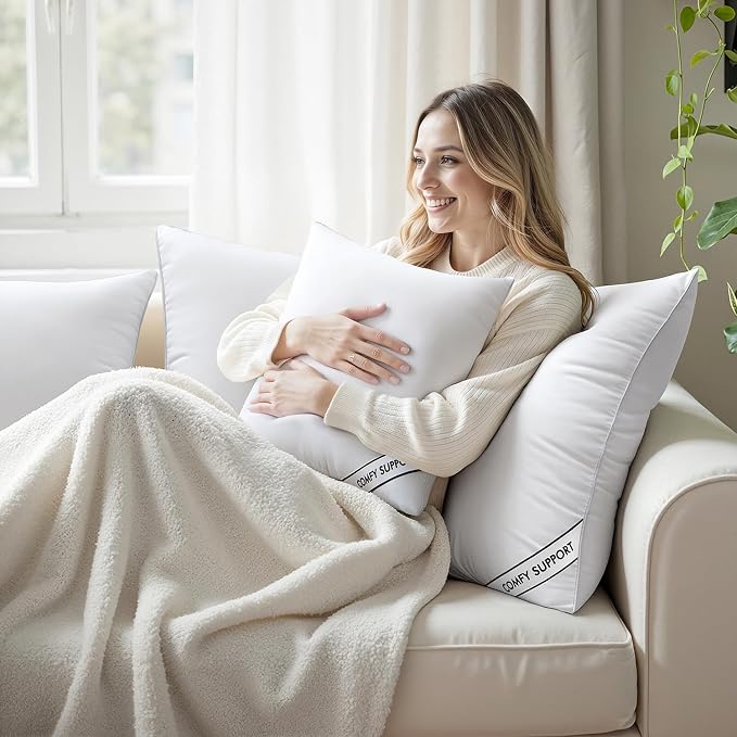 MIULEE 18x18 Pillows Inserts Pack of 4, Down Alternative Virgin Filling | Decorative Pillow Insert, Comfy Support Throw Pillows for Sofa Couch Bed