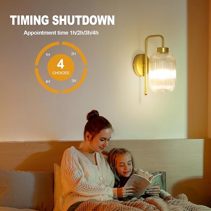 LAMSU Vintage Battery Operated Wall Sconces Set of 2, Wireless Wall Lights with Remote and Color Temperature Bulb, Gold Cordless Rechargeable Wall Lamps with Clear Glass Shade for Bedroom Living Room
