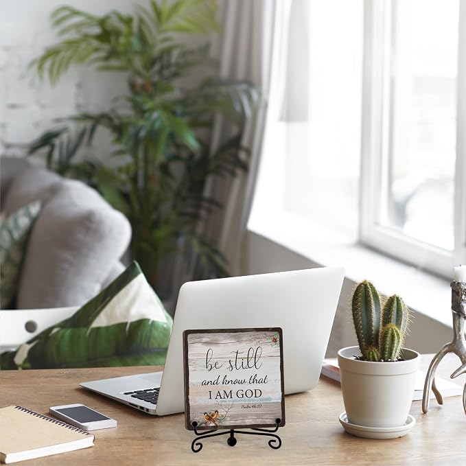 Home Decor, Farmhouse Be Still And Know That I Am God Shelf Decor For Living Room, Christian Gifts For Women Men, Entryway Tv Stand Fireplace Mantle Coffee Table Decoration (Still-14)