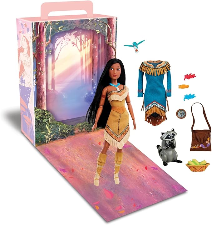 Disney Store Girl's Pocohontas Story Doll, Pocohontas, 11 inches, Fully Posable Toy in Glittering Outfit - Suitable for Ages 3+ Toy Figure, Gifts, New for 2023?