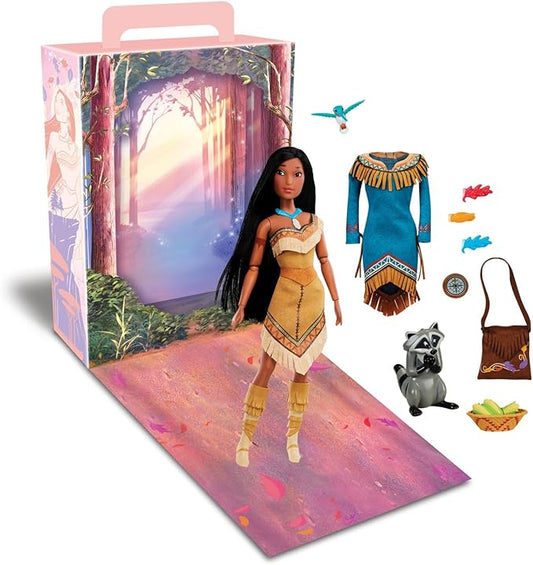 Disney Store Girl's Pocohontas Story Doll, Pocohontas, 11 inches, Fully Posable Toy in Glittering Outfit - Suitable for Ages 3+ Toy Figure, Gifts, New for 2023?