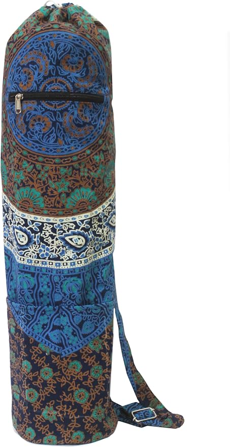 INDIAN CRAFT CASTLE ICC Yoga Mat Bag Carrier Full-Zip Exercise Yoga Mat Carry Bag for Women Men with Multi-Functional Storage Pockets and Adjustable Shoulder Strap 26X6 Inches