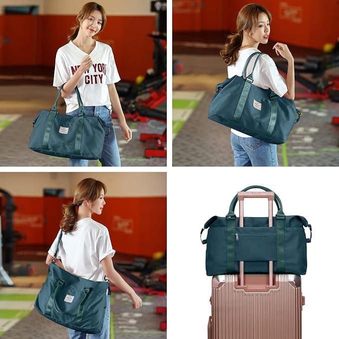 Travel Duffel Bag, Carry On Overnight Weekender Bags for Women | Travel Bag with Wet Pocket & Trolley Sleeve, For Spirit Airlines 18x14x8 Personal Item Bag