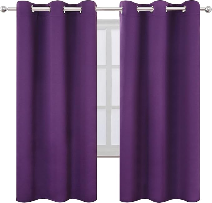 LEMOMO Purple Thermal Blackout Curtains/42 x 72 Inch/Set of 2 Panels Room Darkening Curtains for Bedroom