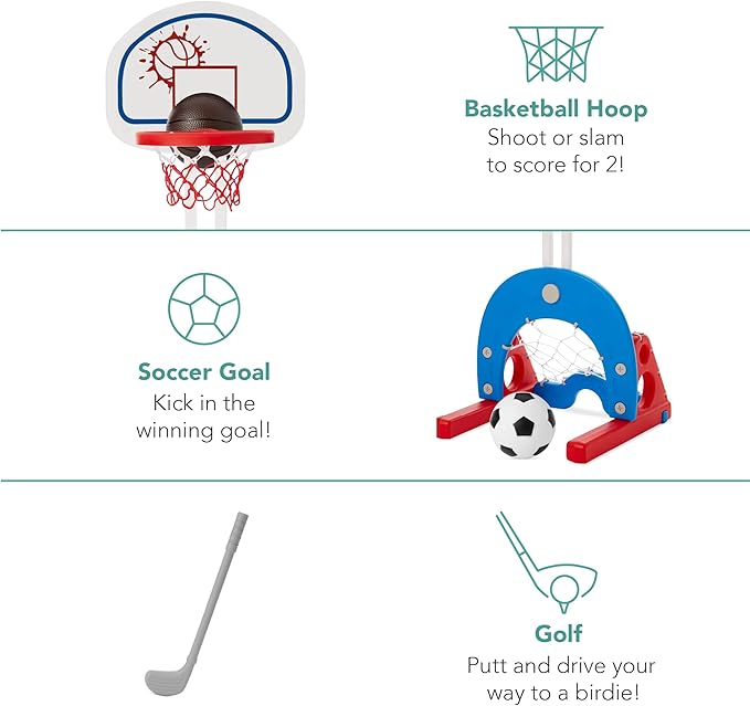 Best Choice Products 3-in-1 Toddler Basketball Hoop Sports Activity Center