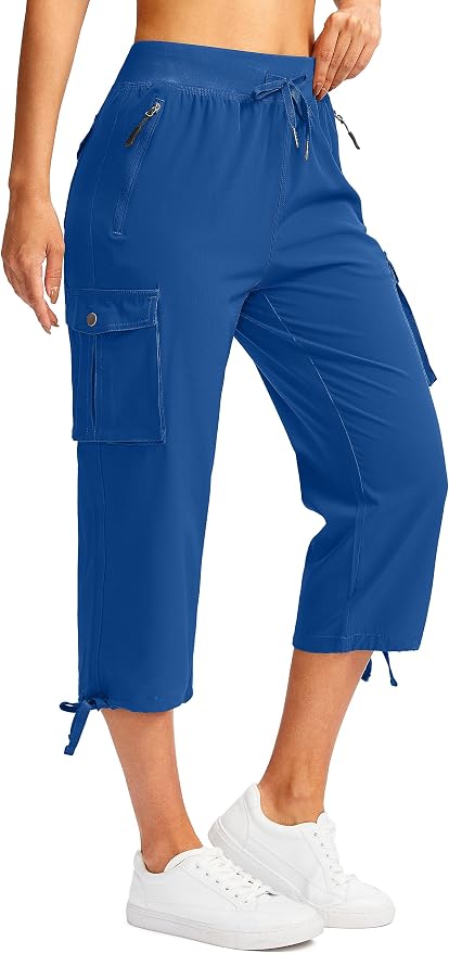 Soothfeel Women's Cargo Capris Pants with 6 Pockets Lightweight Quick Dry Travel Hiking Summer Pants for Women Casual