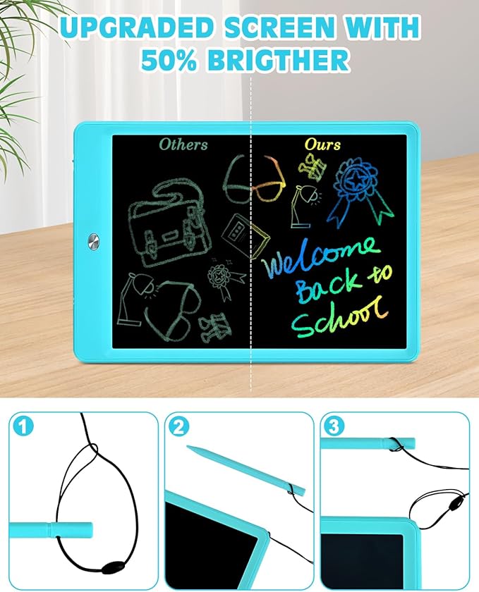 PINKCAT LCD Writing Tablet, Doodle Board Toys Gifts for 3-8 Year Old Girls Boys, 10 Inch Mess Free Coloring Books, Drawing Pad for Kids, Gifts for Toddler Christmas Stocking Stuffers Travel, Blue