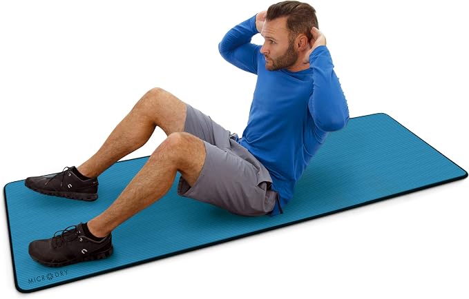 MICRODRY Multi-Purpose Fitness Mat, Cushioned & Non-Slip Foam for Yoga, Pilates, HIIT, Skid-Resistant and Tear-Resistant, 24"x72" with Carry Strap