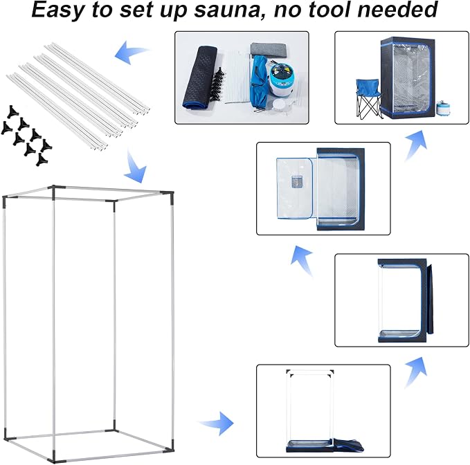 ZONEMEL Full Size Portable Steam Sauna Kit, Personal Full Body Sauna Spa for Home Relaxation, 4 Liters 1500 Watt Steamer, Remote Control, Timer, Foldable Chair