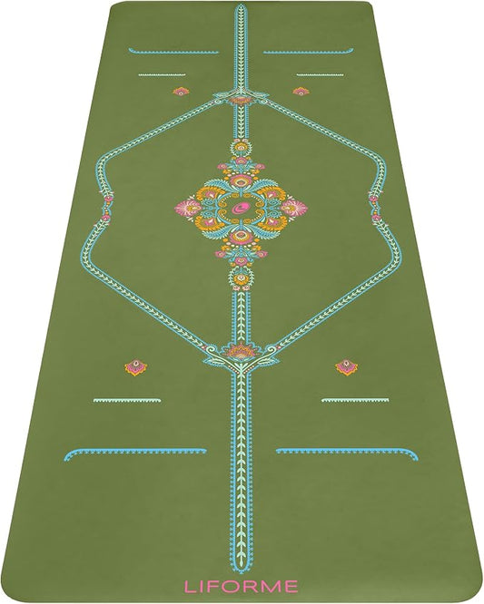 Liforme Printed Yoga Mat Collection - Free Yoga Bag Included - Patented Alignment System, Warrior-like Grip, Non-Slip, Eco-friendly, Sweat-resistant, Long, Wide and Thick for Comfort