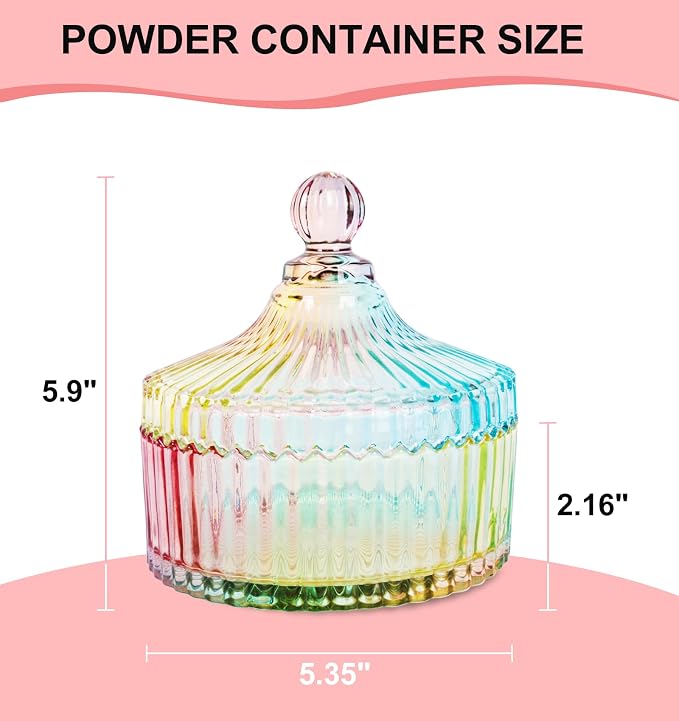 LAKIRA Extra Large Body Powder Puff and Container, 5.35" Body Container with 3.93" Powder Puff, for Baby Women's Loose Dusting Powder (Colorful)