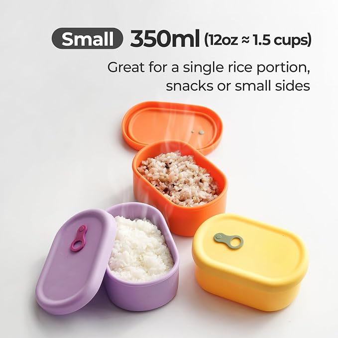 Korean Silicone Food Container, Steam Vent, Mango Yellow, 12 fl oz | Microwave & Freezer Safe, Leakproof, Airtight, Dishwasher Safe, BPA Free