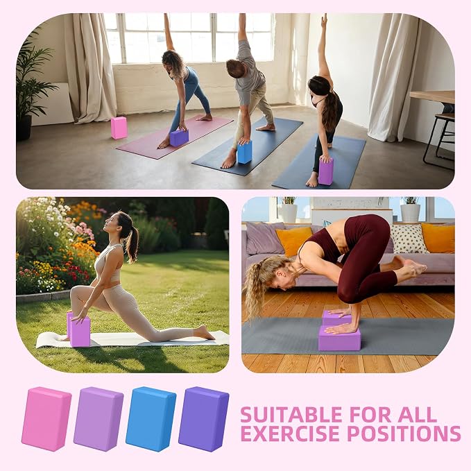 Large Foam Yoga Block 1 Pack, 9x6x4 Sturdy Pilates Block, Workout Block, Non Slip Surface Yoga Brick for Pilates Meditation, Stretching and Toning