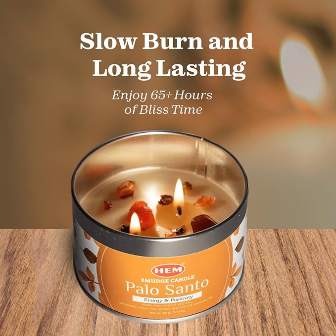 Palo Santo Candle with Crystals - 9.5 Oz Natural Soy Candles Scented | Soft Palo Santo Wood Aroma Protection Candles | Long Lasting 65 hrs Clean Burn, Aromatherapy Candle (Veladora de la Abundancia)
