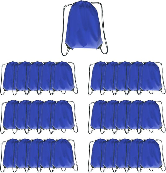 Drawstring Backpack Bulk 30 packs Draw String Backpack Bags DIY Gym Sports trip Traveling Yoga ride Pedestrianism Cinch Bag Sackpack Drawstring (royal blue)