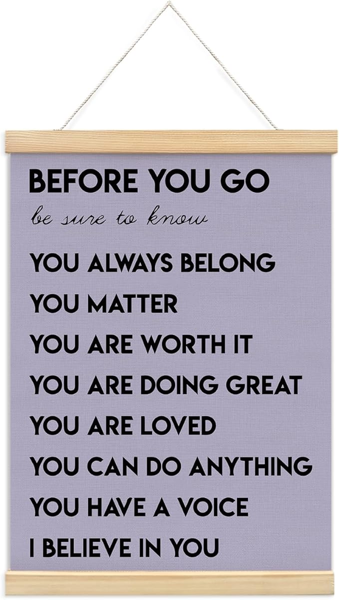 foedor Purple Health Positive Classroom Office Wall Art Decor,12x16 Inch | Affirmations Inspirational Therapist Nurse Wall Art Decor for Kids Teen Girls Room Playroom Wall Decor Wood Posters Framed