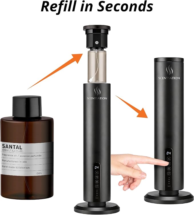 Diffuser Tower Wireless - Essential Oil Fragrance - 1500 SqFt Wide Coverage – Cordless Rechargeable Waterless Aromatherapy, 8-Day Battery, Aluminum Body, Idead Home Office Spa Hotel Bedroom