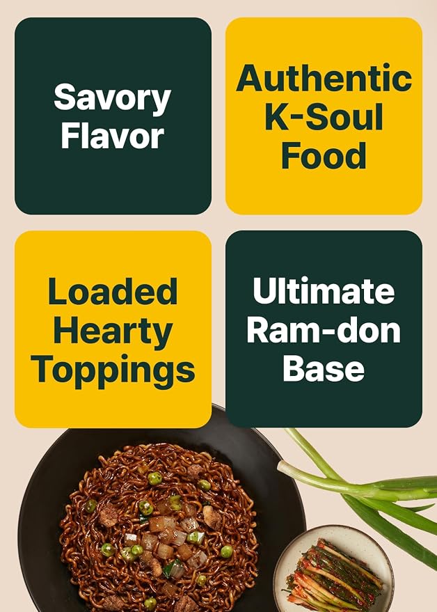 TBK THEBORN Paik Jjajang, Korean Black Bean Instant Ramen 140g x 4 Packs | Instant jjajang noodles with a rich savory black bean sauce for quick Korean-style meals at home, work or school