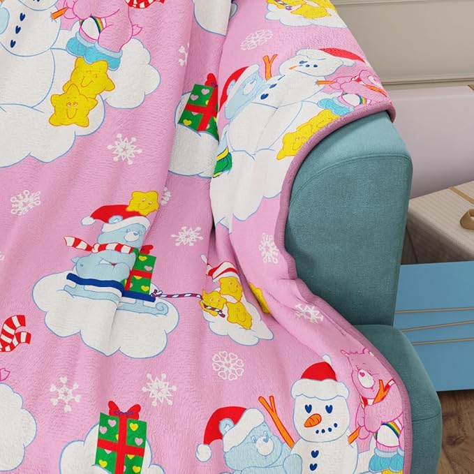 Care Bears Nostalgic Holiday Christmas Super Soft Cozy Plush Throw, 40 in x 50 in, (Officially Licensed Product) by Franco Collectibles