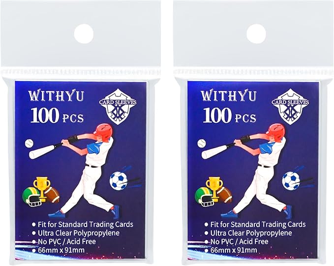 200 Pcs Soft Trading Card Sleeves, Top Loading Penny Card Sleeves for Standard Cards 2.5" X 3.5"，Ultra-Clear Card Protector for Game Cards, Baseball,Sports Cards,Mini Photos