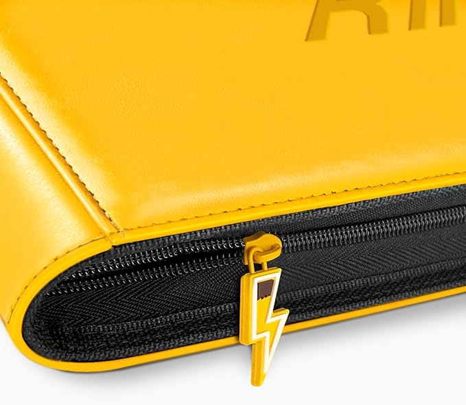 Ravaver 9 Pocket Card Binder, 360 Cards Trading Cards Games Collection Holder Book Folder with Customizable Label Slot and Side-Loading Sleeves (Yellow)