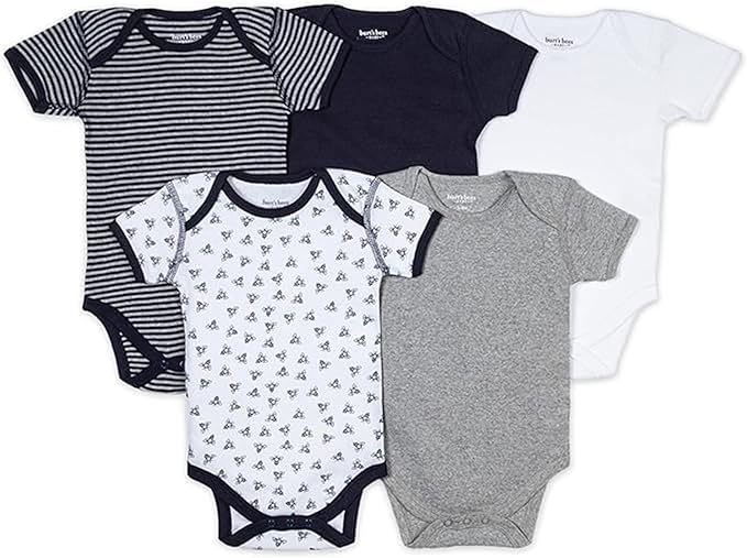 Burt's Bees Baby Bodysuits, Short Sleeve and Long Sleeve One-Pieces, 100% Organic Cotton