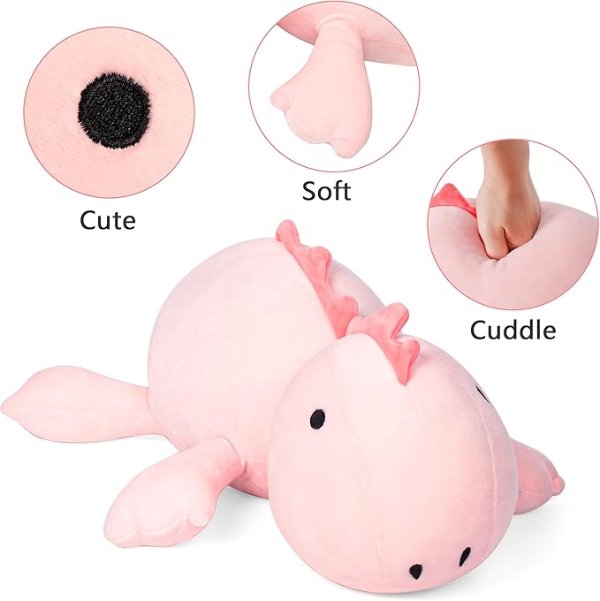 22" 3.5 lbs Weighted Dino Stuffed Toys, Cute Animals Plushie Dolls Pillow Gifts for Kids Adults (Pink)