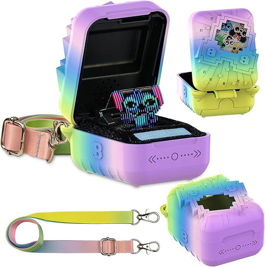 JCHPINE Silicone Cover Case for Bitzee Disney Interactive Digital Pet and Case, Protective Skin Sleeve for Bitzee Disney Virtual Electronic Pets (Rainbow)