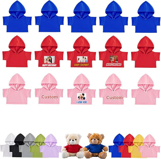 15 Pcs Personalized Teddy Bear Clothes with Name Photo, Custom Stuffed Animal Clothing Fit 8-16inch Stuffed Bears Clothes, Personalized Doll Clothing Make Your Own Plush Doll Shirt