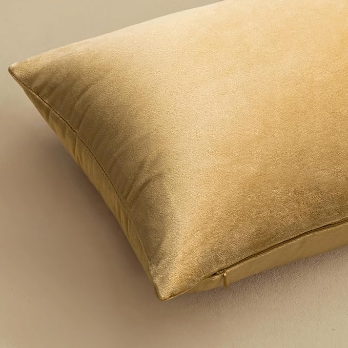 MIULEE Velvet Throw Pillow Covers 22x22 Inch Pack of 2 Khaki | Soft Solid Decorative Pillow Covers, Modern Luxury Home Decor, for Couch Chair Sofa Bedroom Livingroom