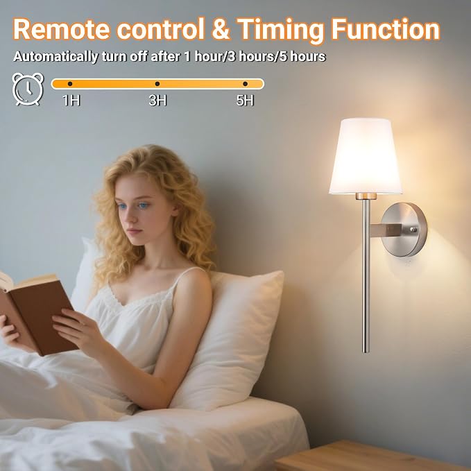 Battery Operated Wall Sconces Set Of 2, Wireless Battery Wall Light With 10000mAh RGB Rechargeable Magnetic Bulb, Rechargeable Wall Sconce With Remote Control For Bedroom, No Electrician Required