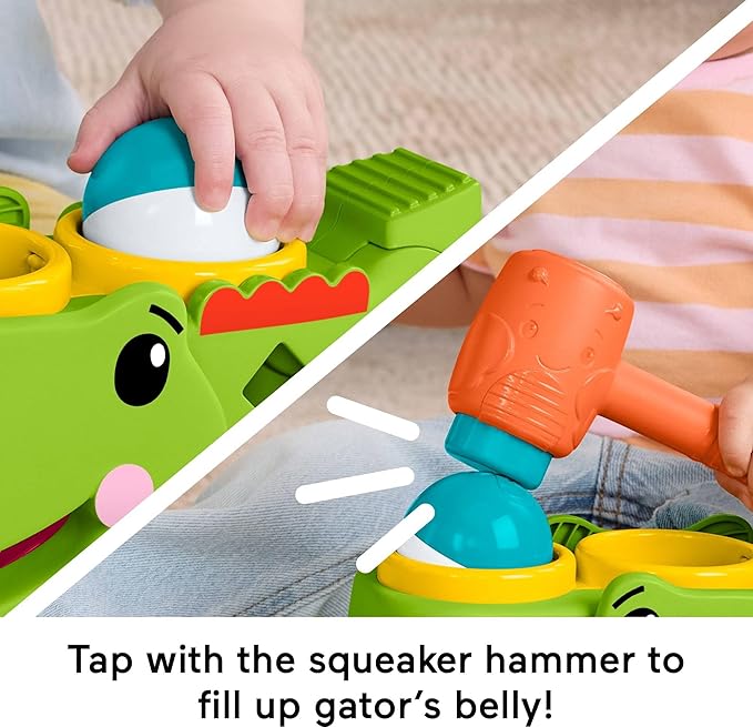 Fisher-Price Baby Toy Sit & Tap Rolligator, Crawling Activity with Pounding Hammer & 3 Balls for Developmental Play Infants Ages 9+ Months