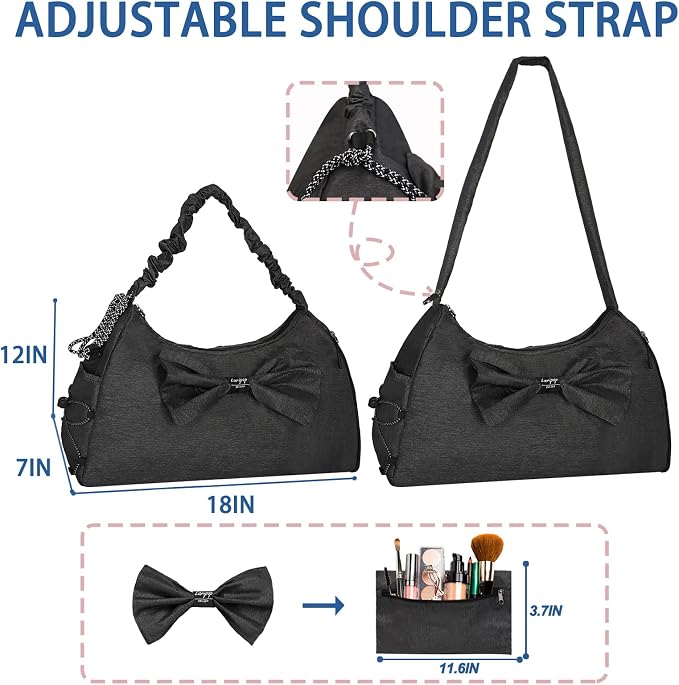 LARIPOP Yoga Bag for Women, Gym Duffel Bag with Shoe Compartment, Wet Dry Separate Pocket, Adjustable Yoga Mat Holder, Travel Weekender Carry On Overnight Bag
