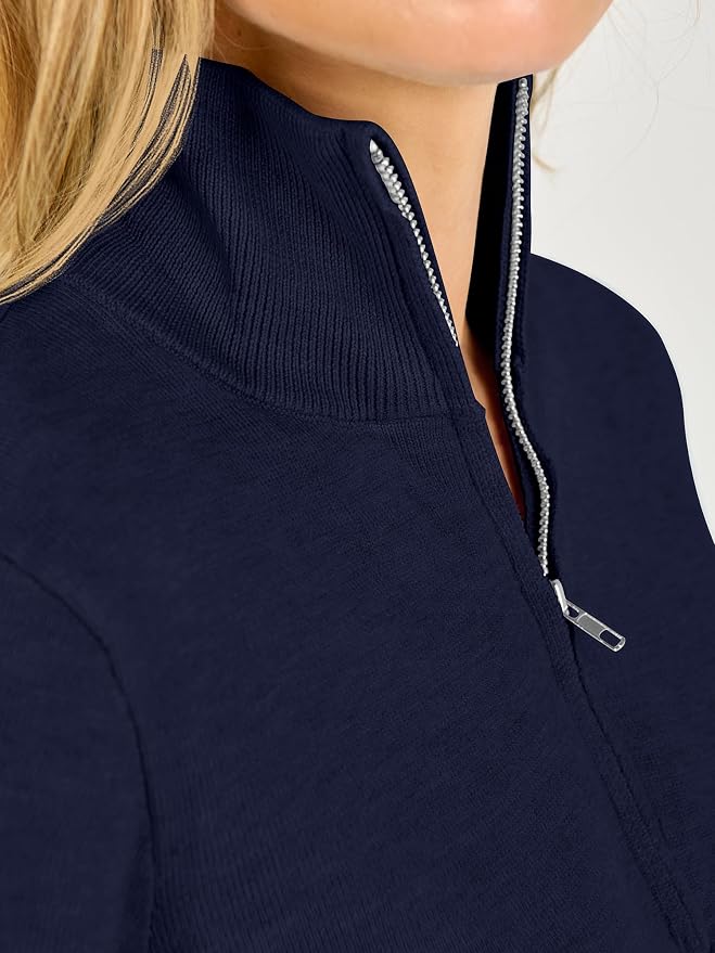 ANRABESS Women Quarter Zip Long Sleeve Fall Pullover Sweater | Soft Knit Fabric Medium Stretch, Business Casual Work Office, Travel Vacation, 2026 Trendy Fashion, Winter Cozy Outfits