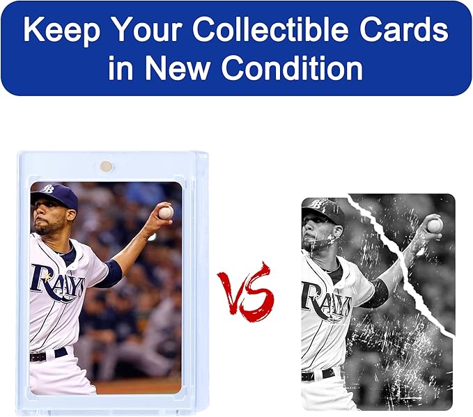 QTYORD 10 Pack 130PT Magnetic Card Holder for Trading Cards, One-Touch Card Case Holder for Baseball Football Sports MTG TCG Collectable Cards (10, 130PT)
