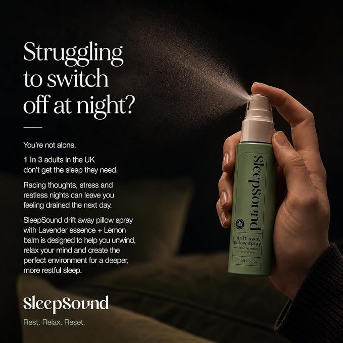 SleepSound Lavender + Lemon Balm Pillow Mist | Calming Aromatherapy Spray for Nighttime Relaxation & Wind Down Routine | Soothing Bedtime Mist Scent Fragrance