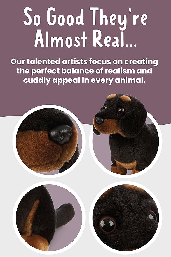 Living Nature Dachshund, Realistic Soft Cuddly Dog Toy, Naturli Eco-Friendly Plush, 8 Inches