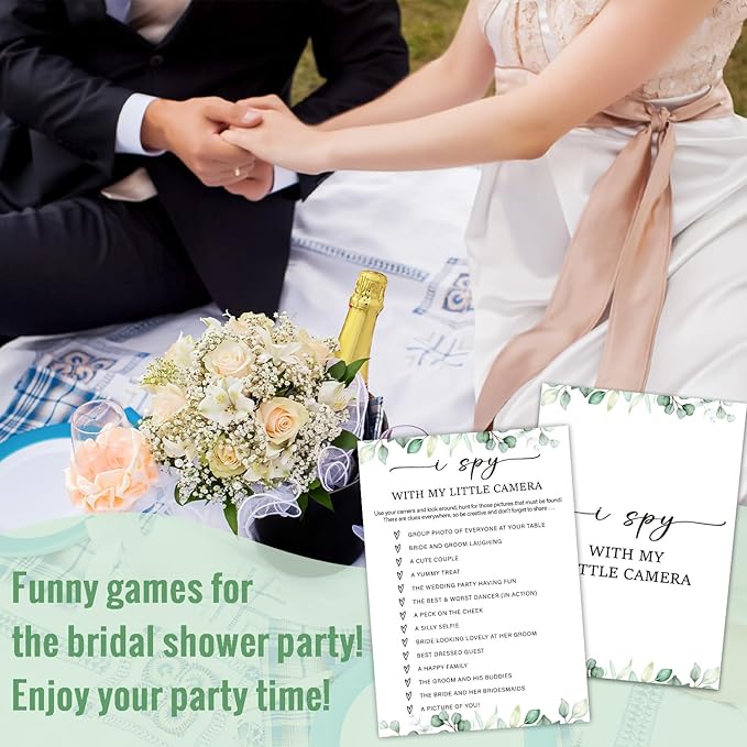 I Spy with My Little Camera - Wedding Shower Games, Bridal Shower Games 30 Guests for Engagement Wedding Party, Bridal Game for Showers (Eucalyptus Botanical Style) -0007