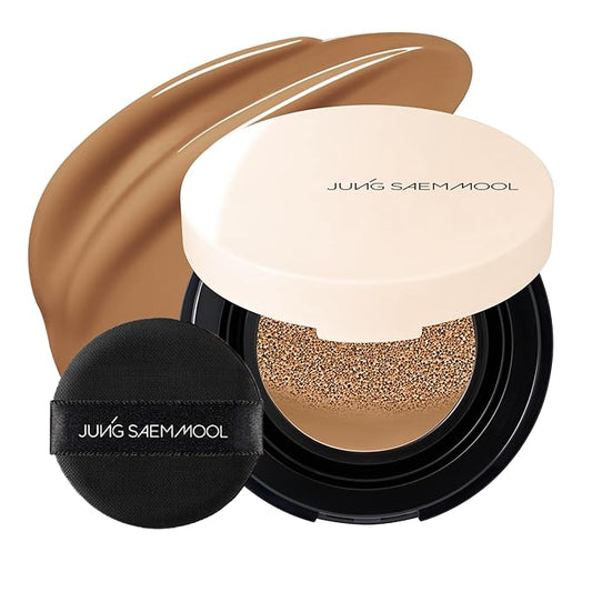 JUNG SAEM MOOL Essential Skin Nuder Cushion | Natural Finish, Buildable Coverage Cushion Foundation by Korean Makeup Artist (Mini, 0.17 Fl Oz), 32N Walnut
