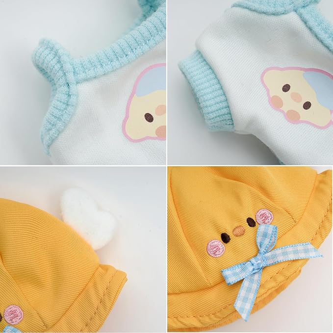 CALEMBOU Doll Clothes, Cute Macaron Animal Series Doll Clothing Suit for 15cm Plush Dolls, Kawaii 6.7 Inches Doll Accessories Toys Gifts for Girls(Only Clothes) (Yellow Duck)