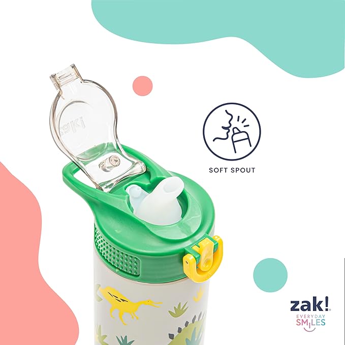 Zak Designs Fortnite Sage Kids Water Bottle For Home or Travel, 19oz Stainless Steel Water Bottle With Straw, Handle, and Leak-Proof, Pop-Up Spout Cover (Jonesy, Renegade Raider, Doggo)