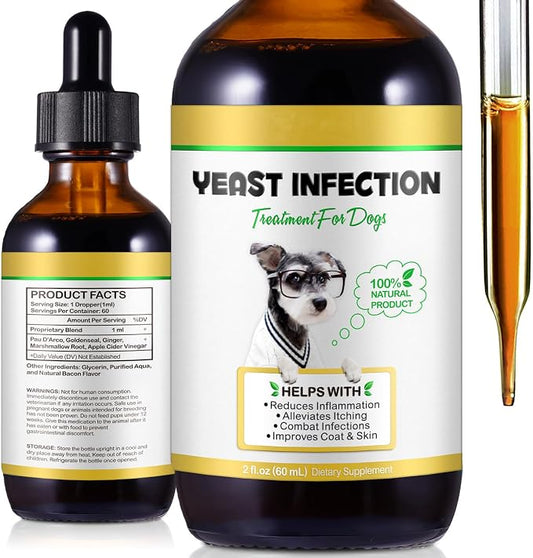 Yeast Infection Treatment for Dogs – Liquid Supplement to Itch Relief, Eases Ear Paw Discomfort for Dog, Allergy & Inflammation Relief for Healthy Skin & Coat, Herbal Formula for Dogs, 2.02 fl. oz