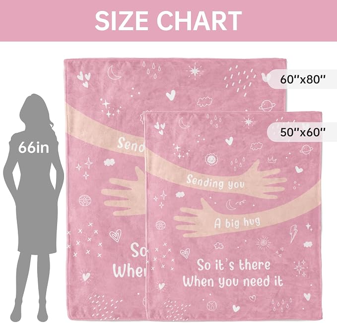 Get Well Gifts for Women, Hug/Healing Blanket | Thinking of You/Breast Cancer/Sympathy/After Surgery Gifts for Friends, Sister, Coworkers, Soft Throw Blankets 60'' x 80''