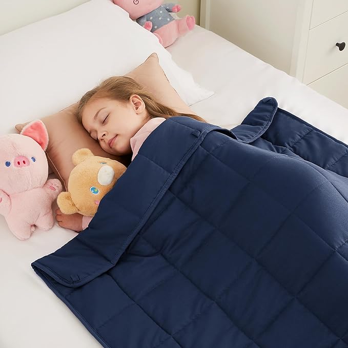 Weighted Blanket - 10 lbs Navy Blue Heavy Blanket - Small Size Breathable Lap Blanket(50"x60", 10 lbs)