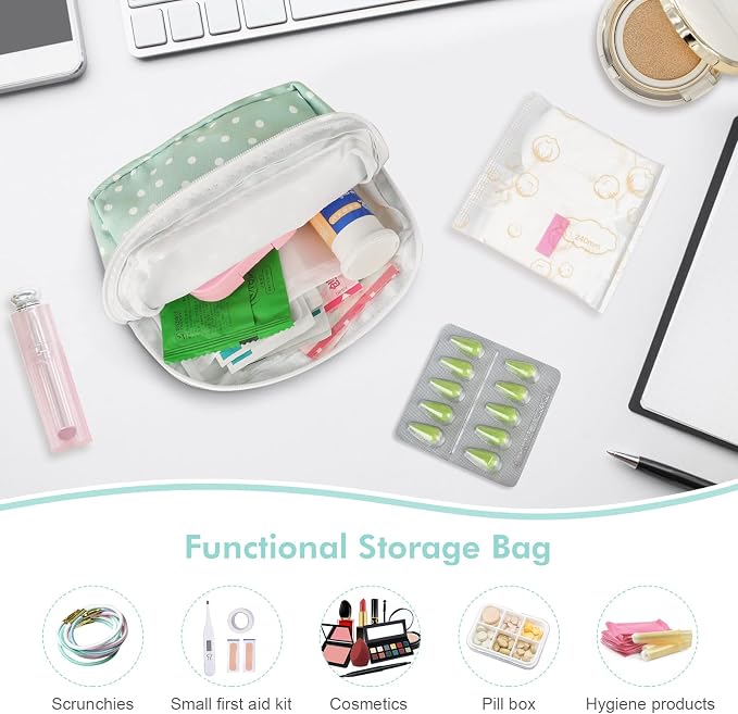 airogym 2 Pack Period Bag for Womens, Sanitary Napkin Storage Bag, Functional Waterproof Sanitary Pads Bags for Panty Liners, Tampons, Menstrual Cups Pouches, Sanitary Pads Organizer with Zipper