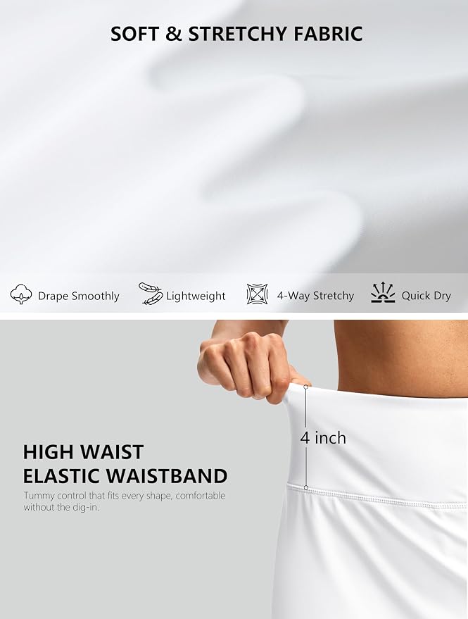 G Gradual 16"/18" Skorts for Women Golf Skirt with 2 Pockets Summer Casual | Built-In Shorts, High Waist, Soft 4-Way Stretch, Breathable Mesh Liner, Tennis Pickleball Athletic Wear, Easy To Match