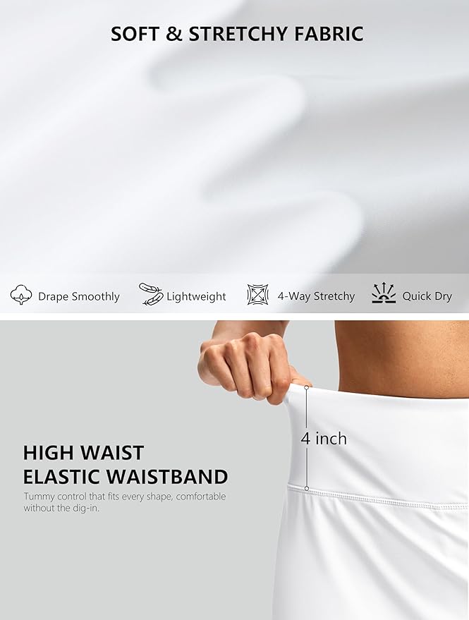 G Gradual 16"/18" Skorts for Women Golf Skirt with 2 Pockets Summer Casual | Built-In Shorts, High Waist, Soft 4-Way Stretch, Breathable Mesh Liner, Tennis Pickleball Athletic Wear, Easy To Match