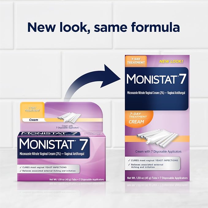Monistat 7-Day Yeast Infection Treatment for Women, Miconazole Cream (45g Tube) & 7 Applicators, for Relief of Mild Vaginal Itching